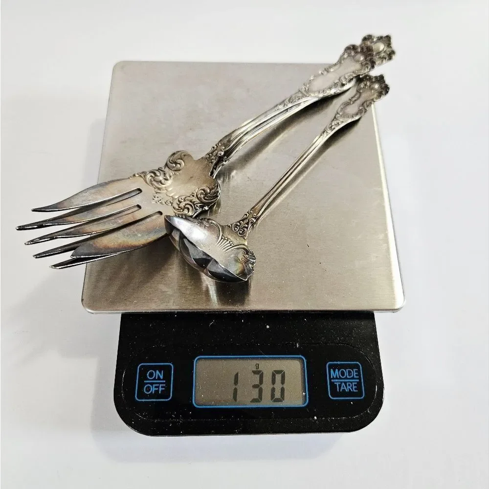 WM Rogers & Co. Oxford Pattern AA Silver Plated Serving Meat Fish Forks & Ladle